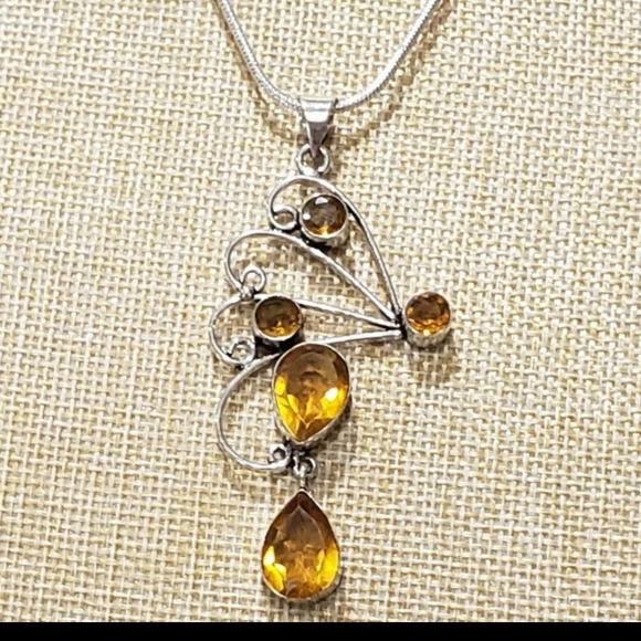 Beautiful Handmade Large Citrine Gemstone 925 Pendant Necklace - Picture 4 of 12